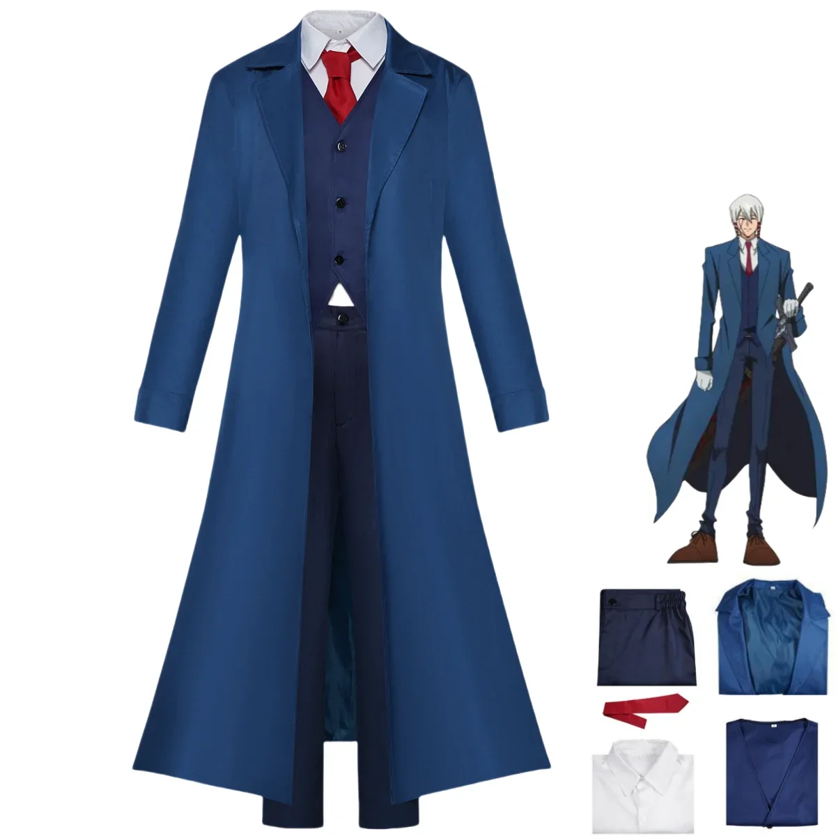 

Anime Mashle: Magic and Muscles Kaldo Gehena Cosplay Costume Blue Long Coat Uniform Skirt Adult Man Carnival Halloween Suit