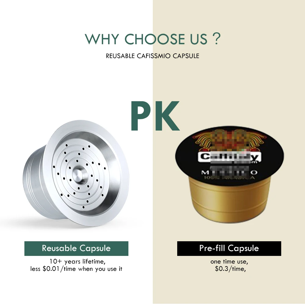 Reusable Stainless Steel Coffee Filters For K-fee Tchibo Cafissimo Caffitaly&Tchibo Machine Refillable Cafe Capsule Pod Tamper