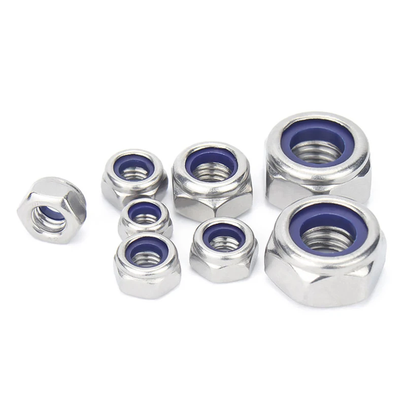 304 Stainless Steel Nylon Insert Lock Nut, Hex Nylon Lock Nut, Self-Locking, A2 Stainless Steel DIN 985 Corrosion Resistance