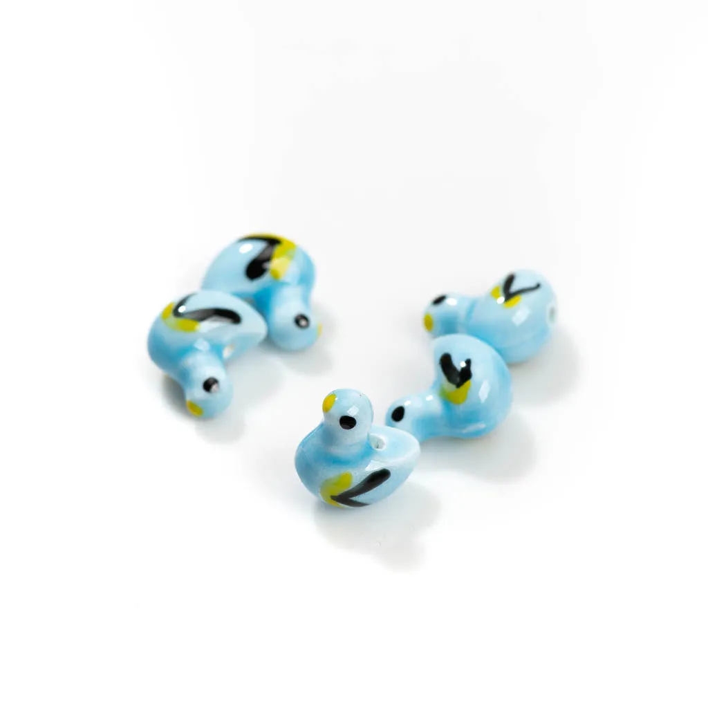 5pcs Hand-Painted Multicolor Duck-Shaped Ceramic Beads Ideal for DIY Bracelets and Necklaces Z713