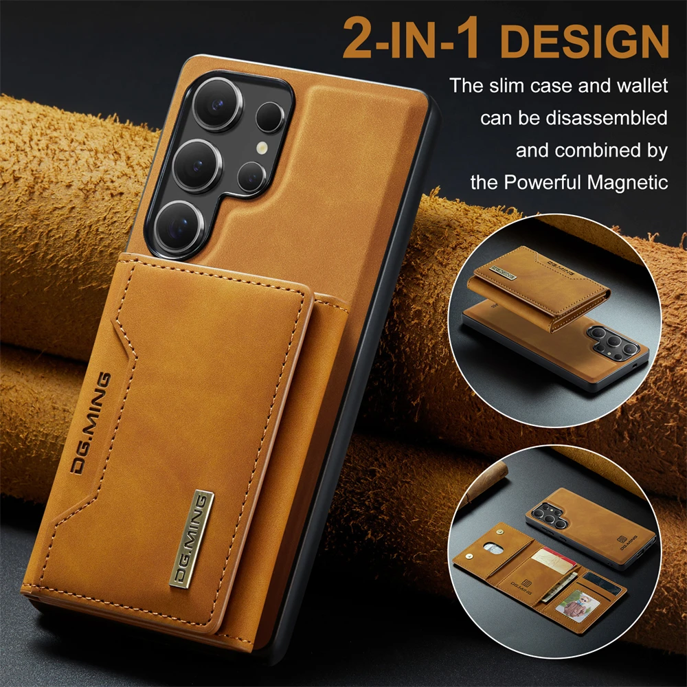 2 in 1 Detachable Wallet Card Pocket Magnetic Leather Case for Samsung Galaxy S25 Ultra S24 FE S23 S22 Plus Note 20 Cover Shell