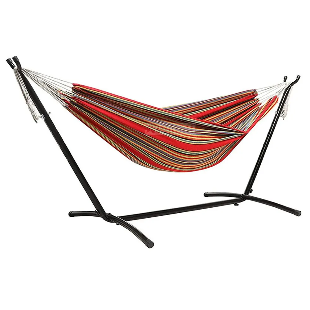 Steel Frame Canvas Hammock, Outdoor Camping Swing Stand Set