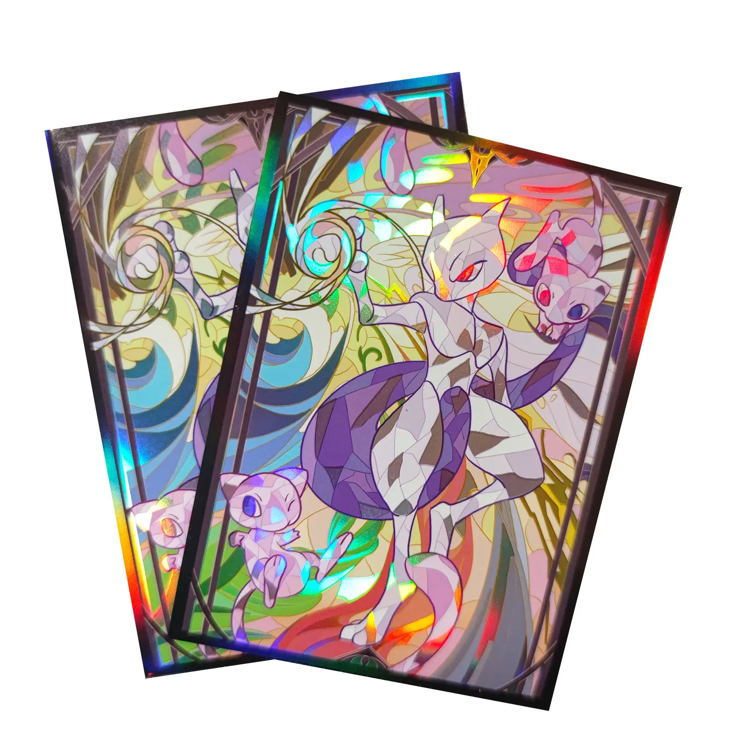 

60PCS 66x91mm Trading Cards Protector Holographic Animation PTCG Card Sleeves TCG Shield Laser Card Deck Cover Standard Size