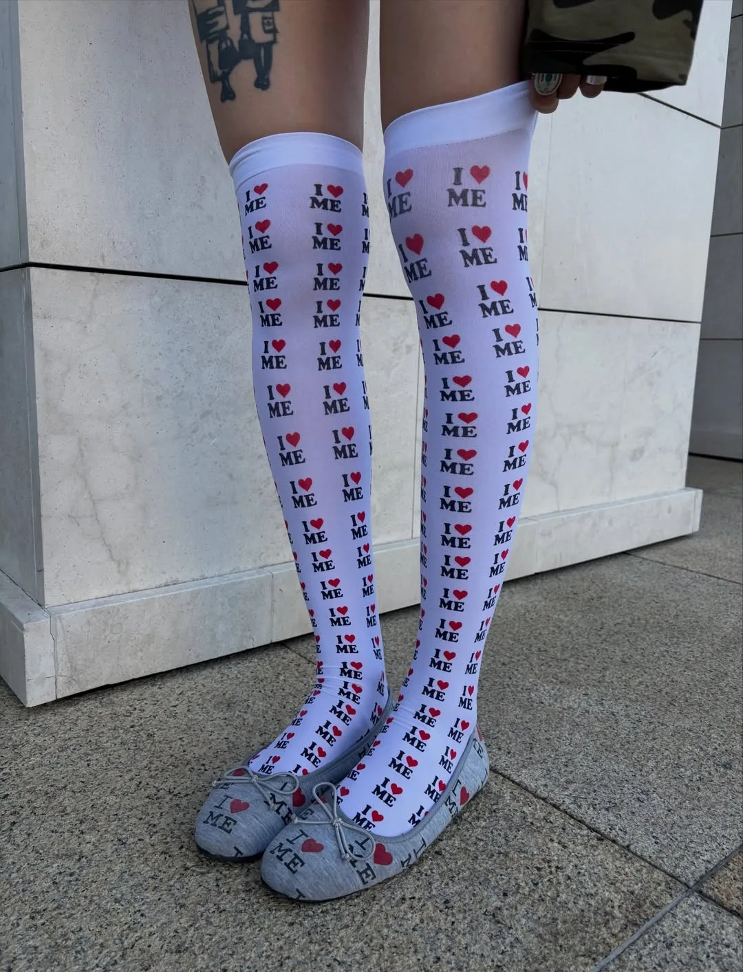 Gothic chic Letter I Love ME Printing Harajuku slim fit knee high socks Y2K style cosplay cute fashionable socks Kawaii 2000s