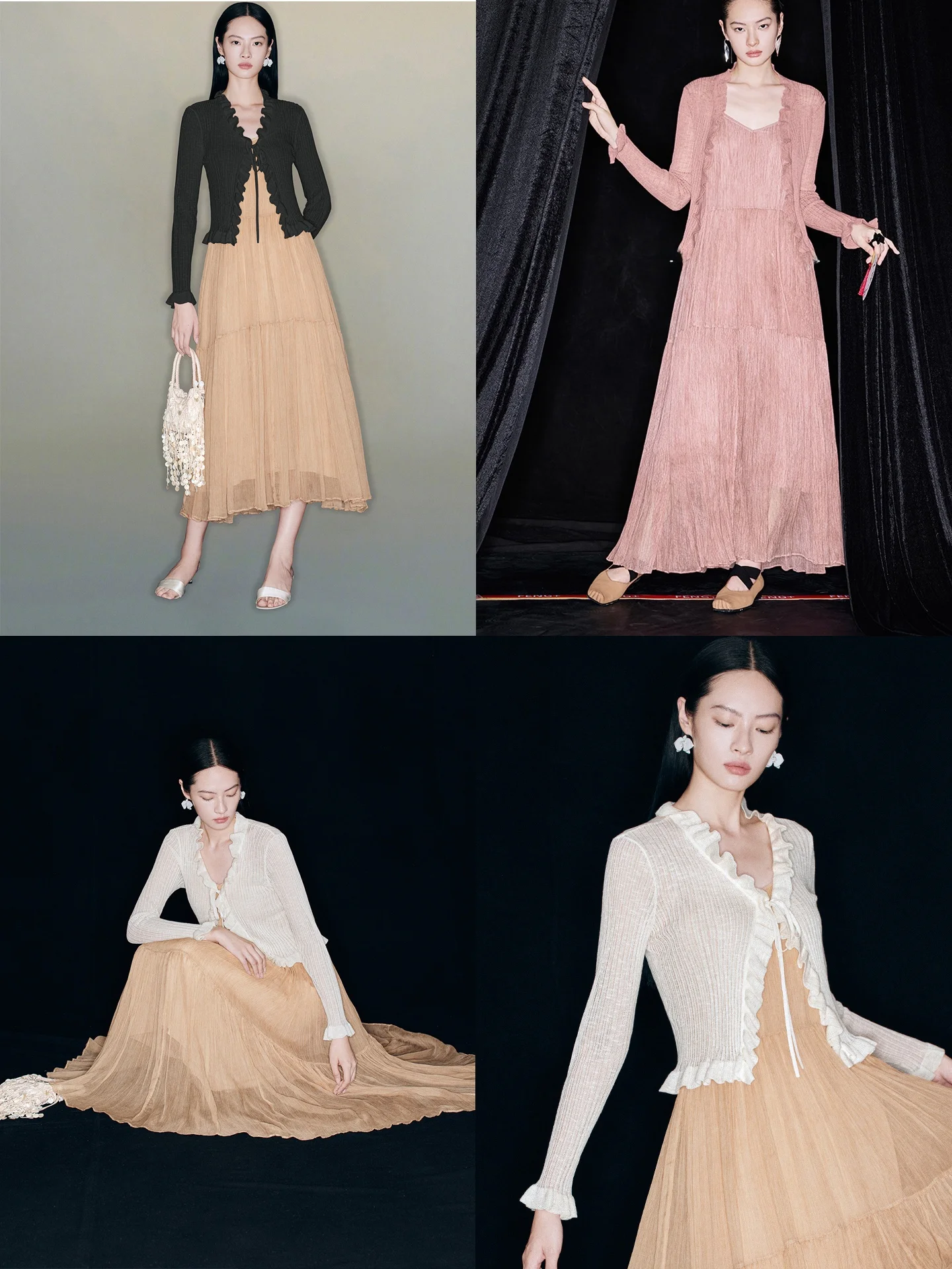 

Romantic Cool Wind Home Narrow ence Knitted Cardigan Breathable Dry Slimming 3 Colors Le Collar Long Sve V-Ne Sweater