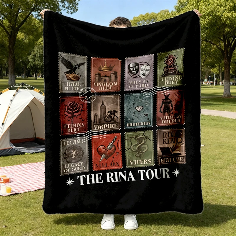 Vintage The Rina Tour Flannel Blanket, Dark Romance Series Flannel Throw, Hunt The Villain Cozy Blanket