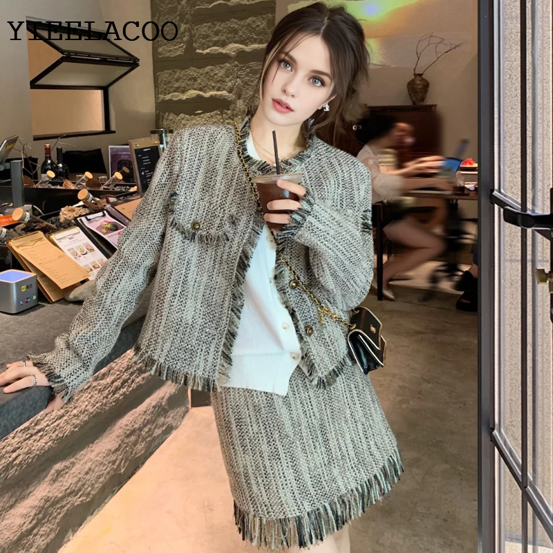 Ensemble veste + jupe pour femmes Gry Green professionnel printemps/automne affaires dames classiques ensemble 2 pièces