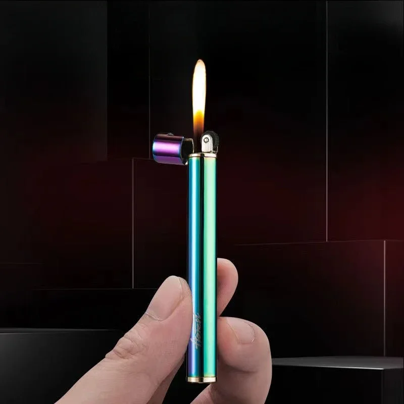 HONEST Slender Grinding Wheel Inflatable Lighter, Metal Material, Butane Gas, Can Be Put Into Cigarette Case, Men's Gadget