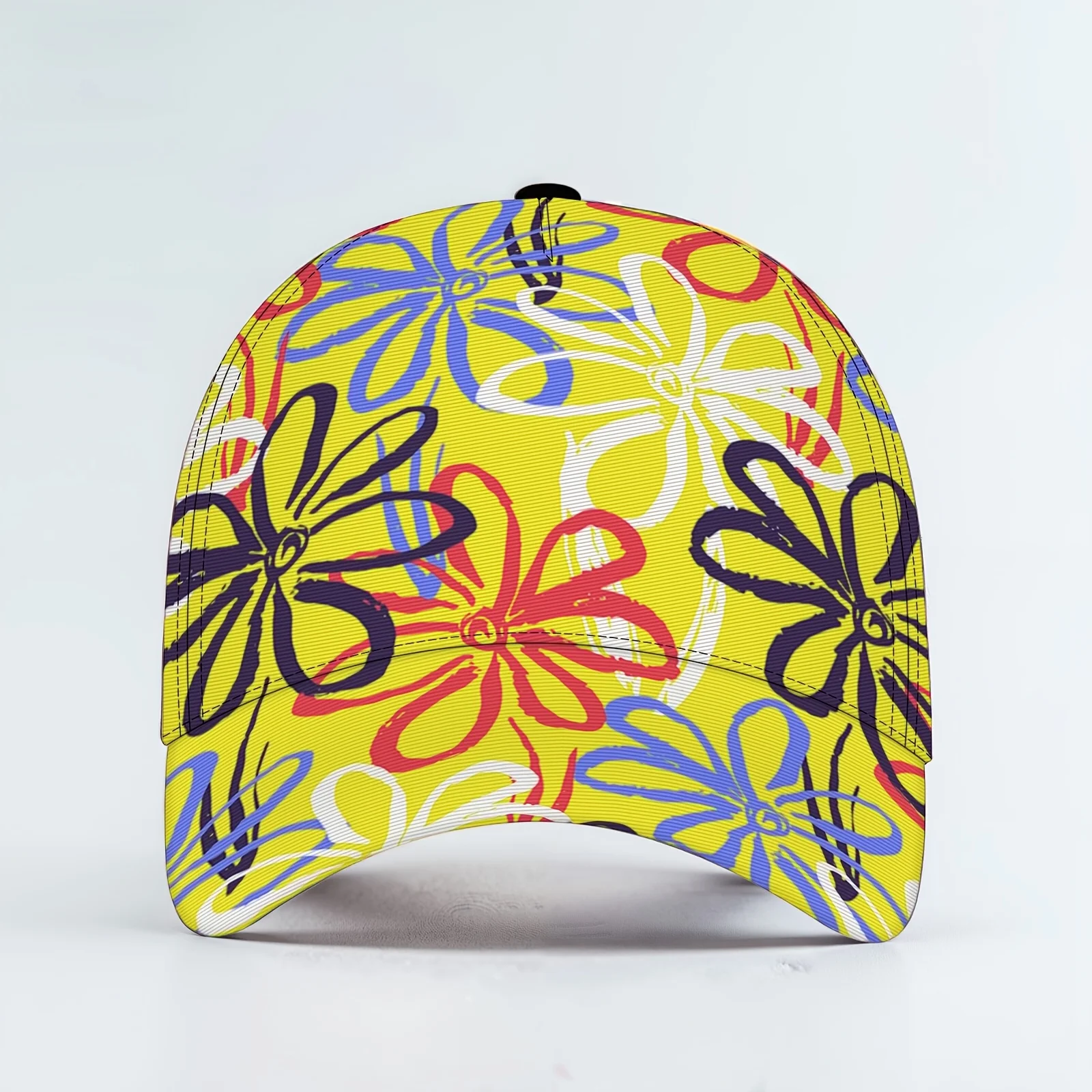Yellow Floral Abstract Cap Lightweight Versatile Unisex Baseball Cap Outdoor Sunshade Breathable Adjustable Casual Hat