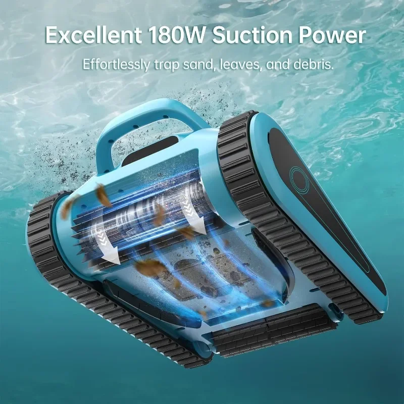SMONET Cordless Pool Vacuum Robot: Automatic Robotic Pool Cleaner Lasts 150 Mins Wall Climbing 180W Powerful Suction