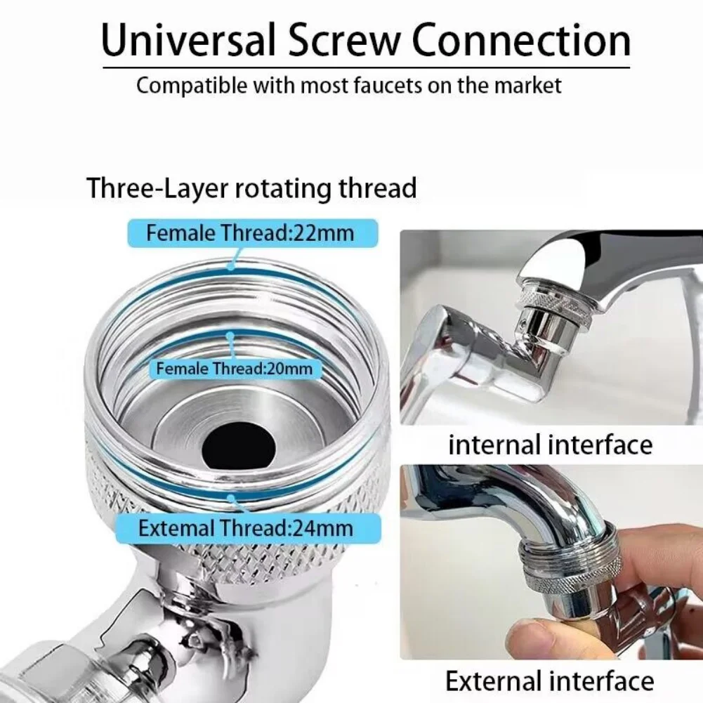 All Metal 1080° Rotatable Faucet Extender Aerator Universal Faucet Bubbler Anti Splash Filter Saving Water Nozzle for Kitchen