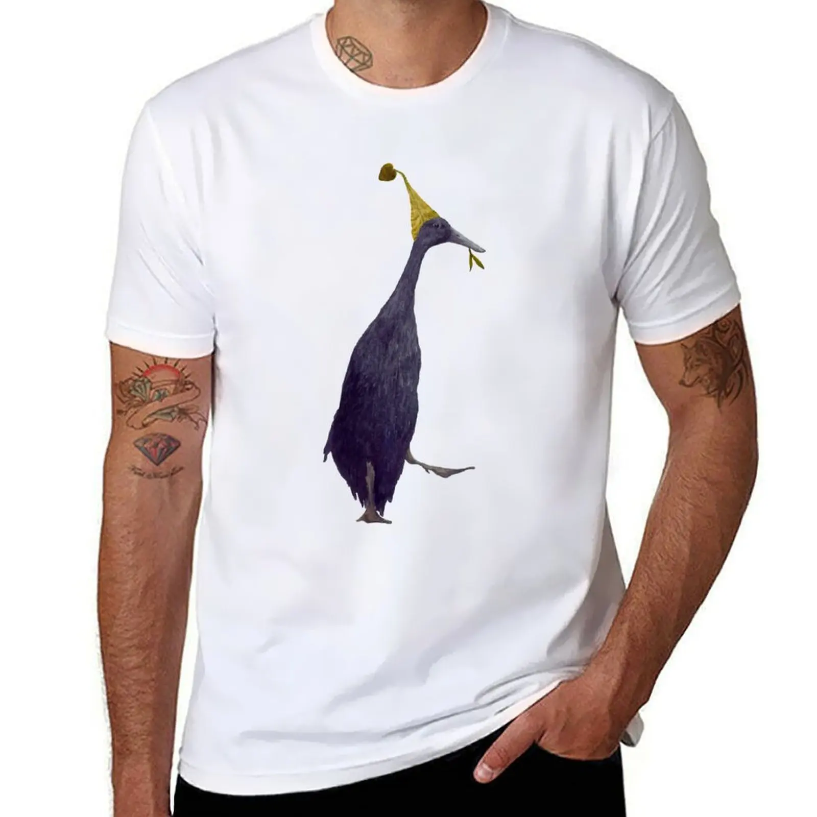 

Black duck in a cap from a leaf T-Shirt t shirt men 100% cotton luxury brand anime t shirts oversize T-Shirt