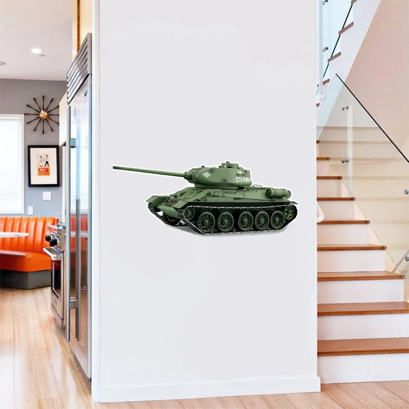 WCS744# RC tank T34 Metaltracks Stalin Wall Sticker Waterproof Decal PVC Home Decoration Kids Room Door Living Room Toile