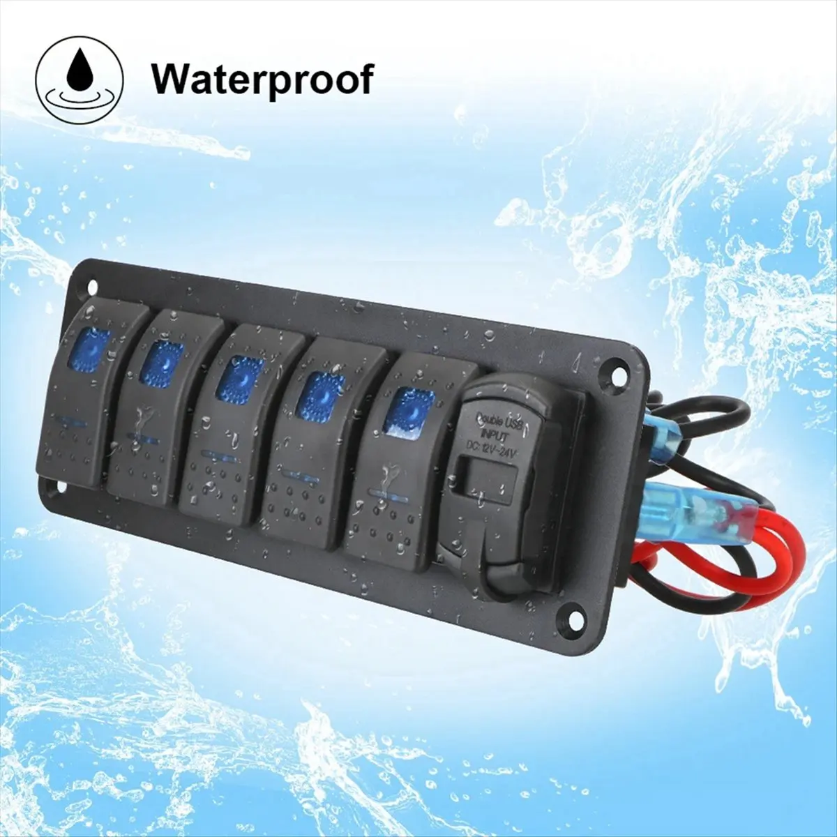 Super Sale Rocker Switch Panel Light Toggle Digital Voltage Display 4.2A USB Chargers Port for Car Marine RV Truck