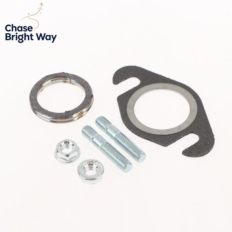 Double Punch 2T 50cc Muffler Gasket Kit with Screw Set High Temperature Resistant for Roller Scooter Exhaust Replacement