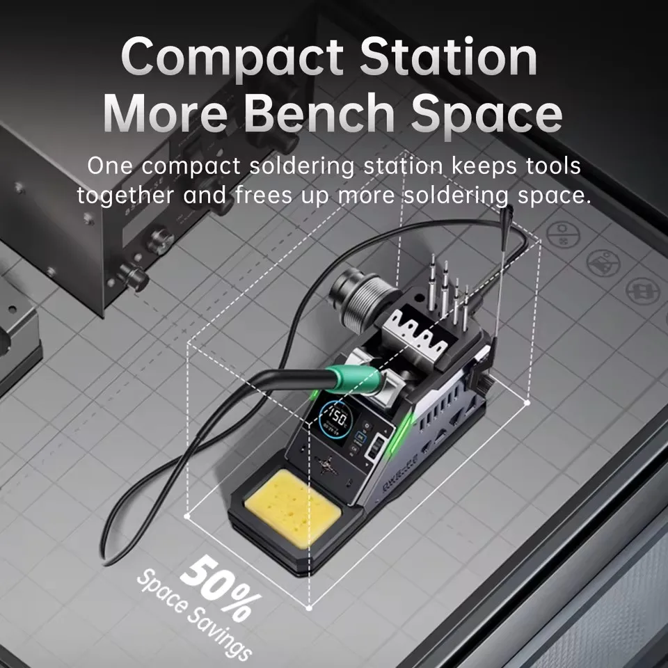 FNIRSI DWS-P2 Mini Portable Soldering Station 100W USB Type-C PD Soldering Iron Digital Fast Heating for Repair PCB SMD