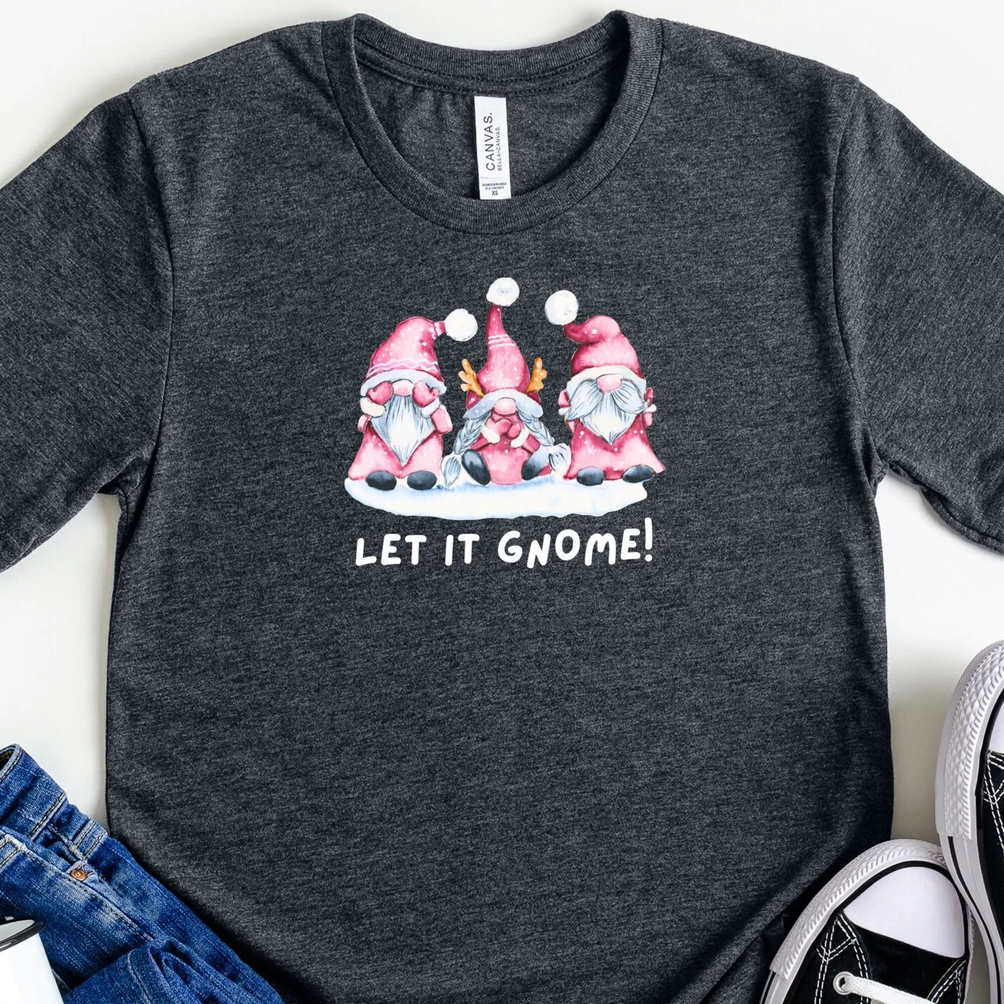 Let It Gnome Christmas Gnomes T Shirt Snow Cute Party Xmas Family S Cozy Winter