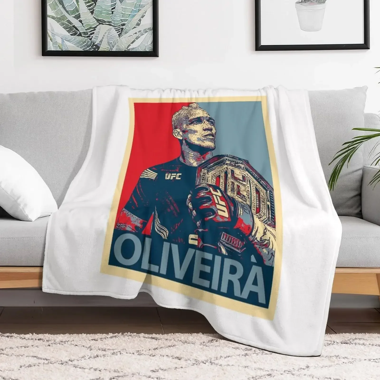 

Charles Oliveira Throw Blanket Personalized Gift Cute Plaid manga Blankets