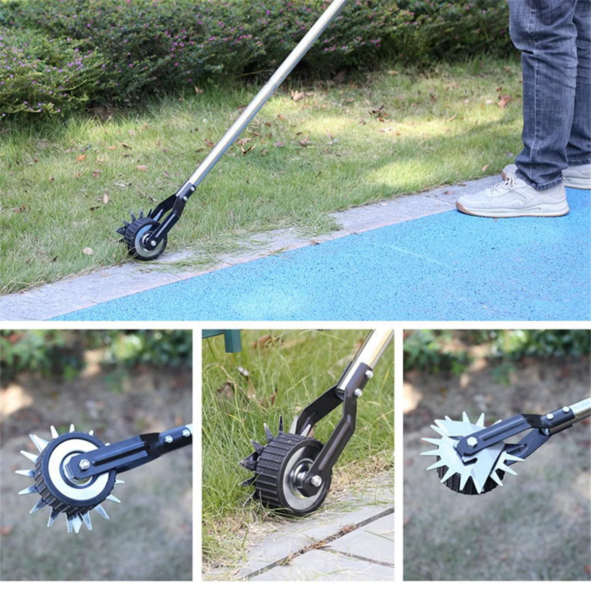 Edger Lawn Tool, Hand Manual Lawn Edger, Wheel Rotary Trimmer Grass Edger Shear for Garden Sidewalk ( 1.2m)