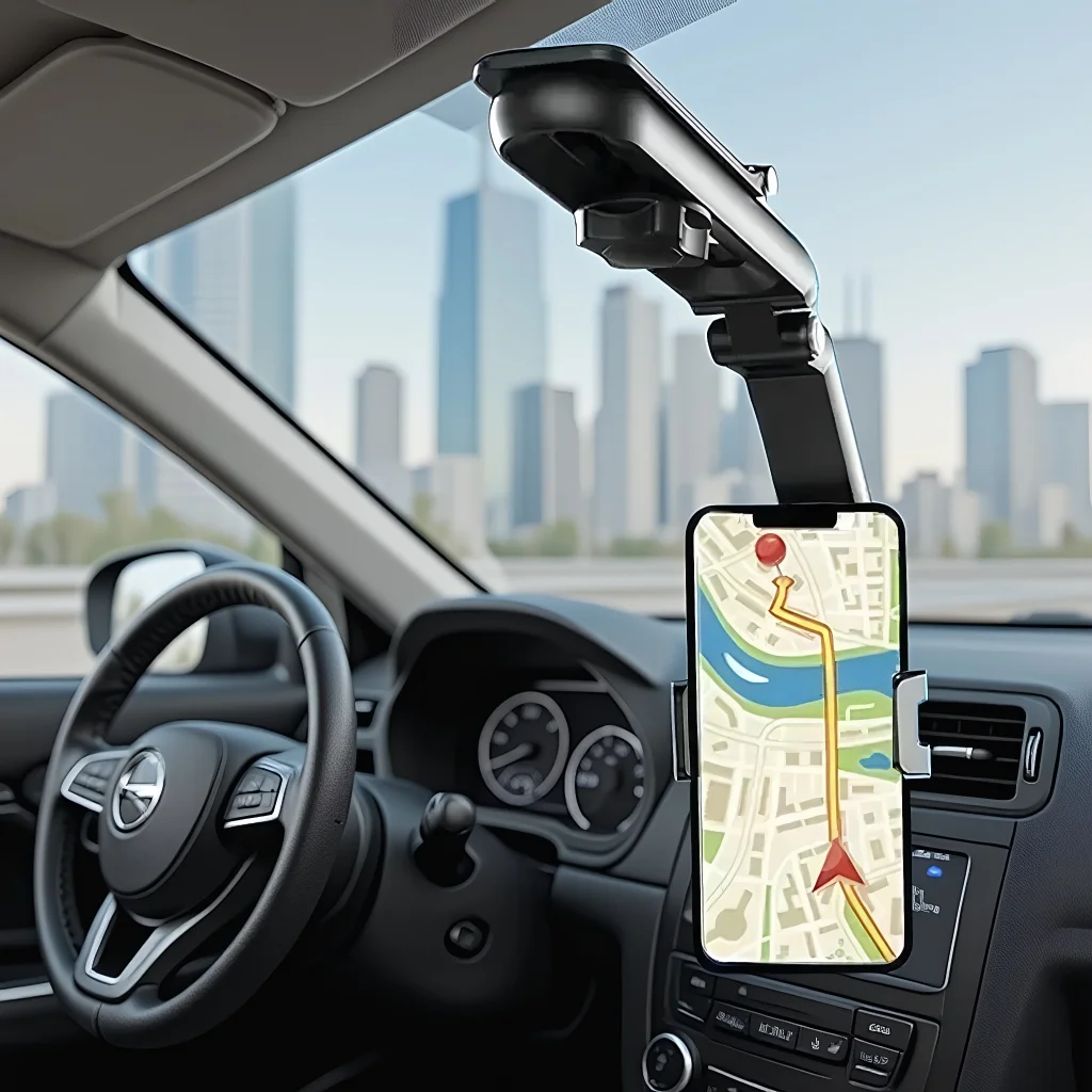 

720° Rotating Sun Visor Car Phone Holder, Universal Visor Mount GPS Navigation Clip Bracket for Cell Phone Support
