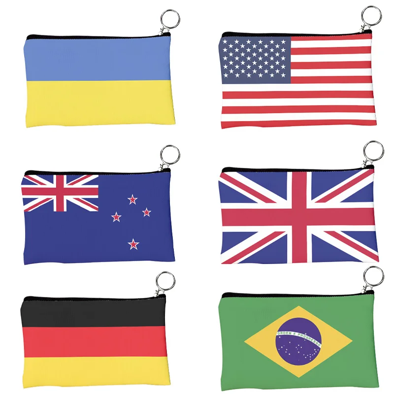 Fashion Flag Pattern Coin Purses Small Fresh Canvas Coin Wallet Lady Girls Earphone Coin Key Money Storage Bag Zipper Pouch Gift