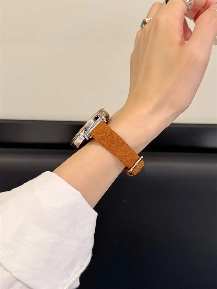 مناسبة لأشرطة HW Watch Fit3/Fit4 وحزام HW Band 8/9/10NFC المصنوع يدويًا من جلد الغزال