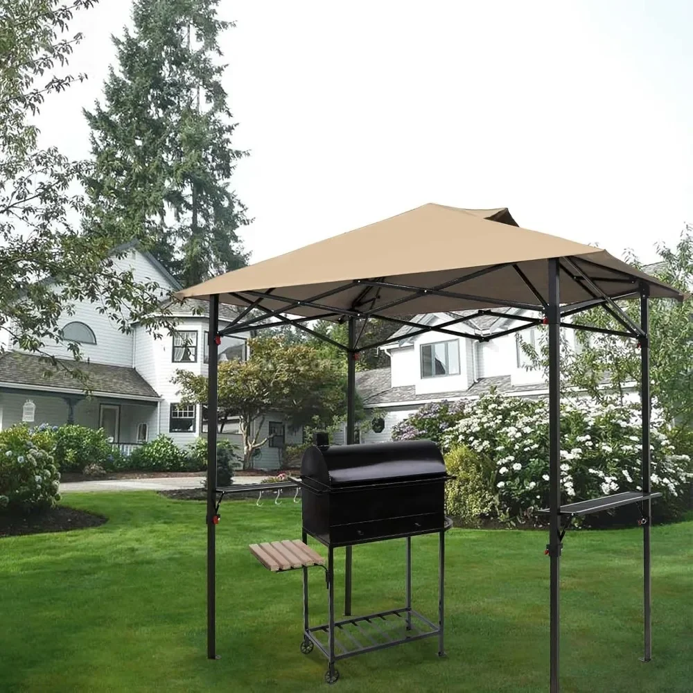 

8x5 Pop-Up Grill Gazebo with Carry Bag, Instant Outdoor BBQ Canopy Tent with Air Vent for Barbeque, Picnic & Patio Use