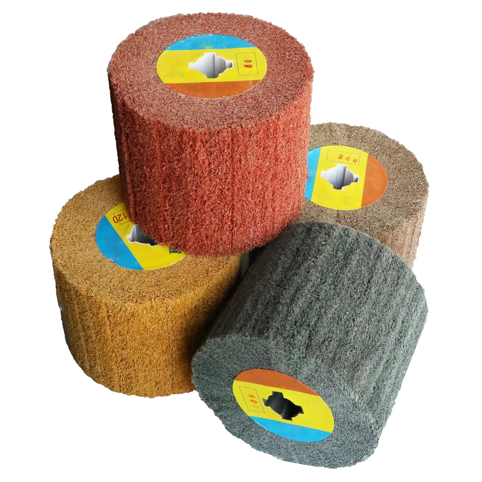 Roda de polimento de desenho de fio não tecido, desenho de nylon, escova redonda, esfregão, roda de polimento para rebarbação de metal, 1 peça