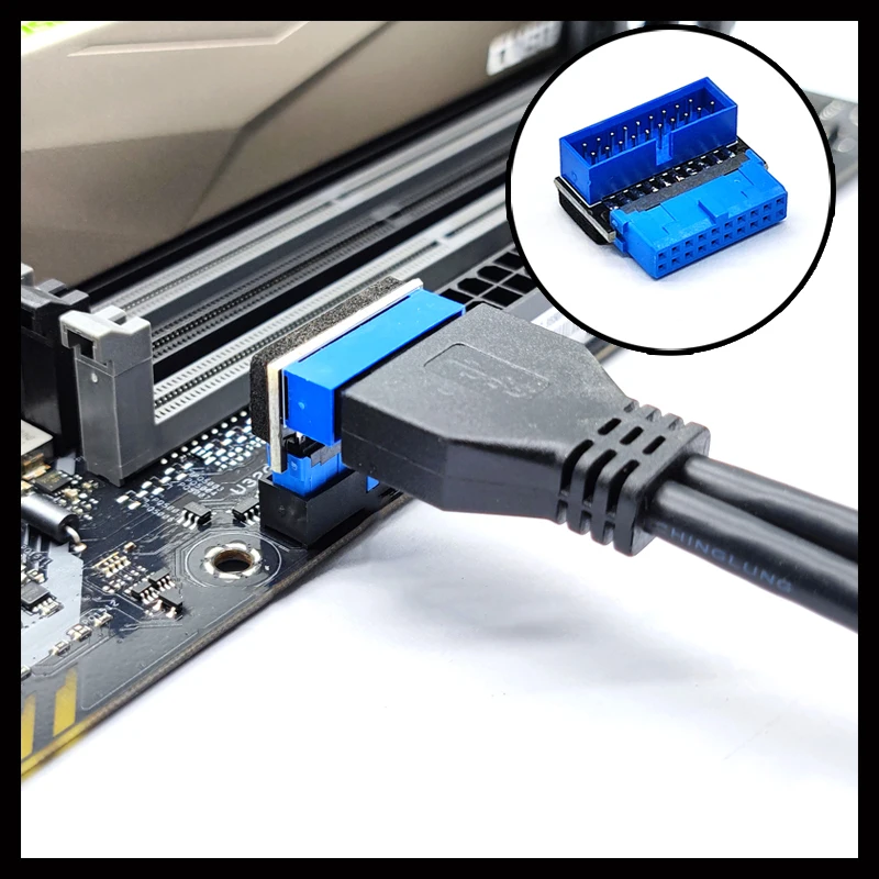 موصل USB محول اللوحة 19Pin إلى 19Pin رأس 19 دبوس ذكر إلى أنثى مجلس USB3.2 GEN1 19Pin/20Pin المقبس الناهض محول