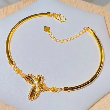 Boutique AU999 gold jewelry butterfly bracelet female new style wrist chain fashion 24K pure gold bracelet gift for girlfriend