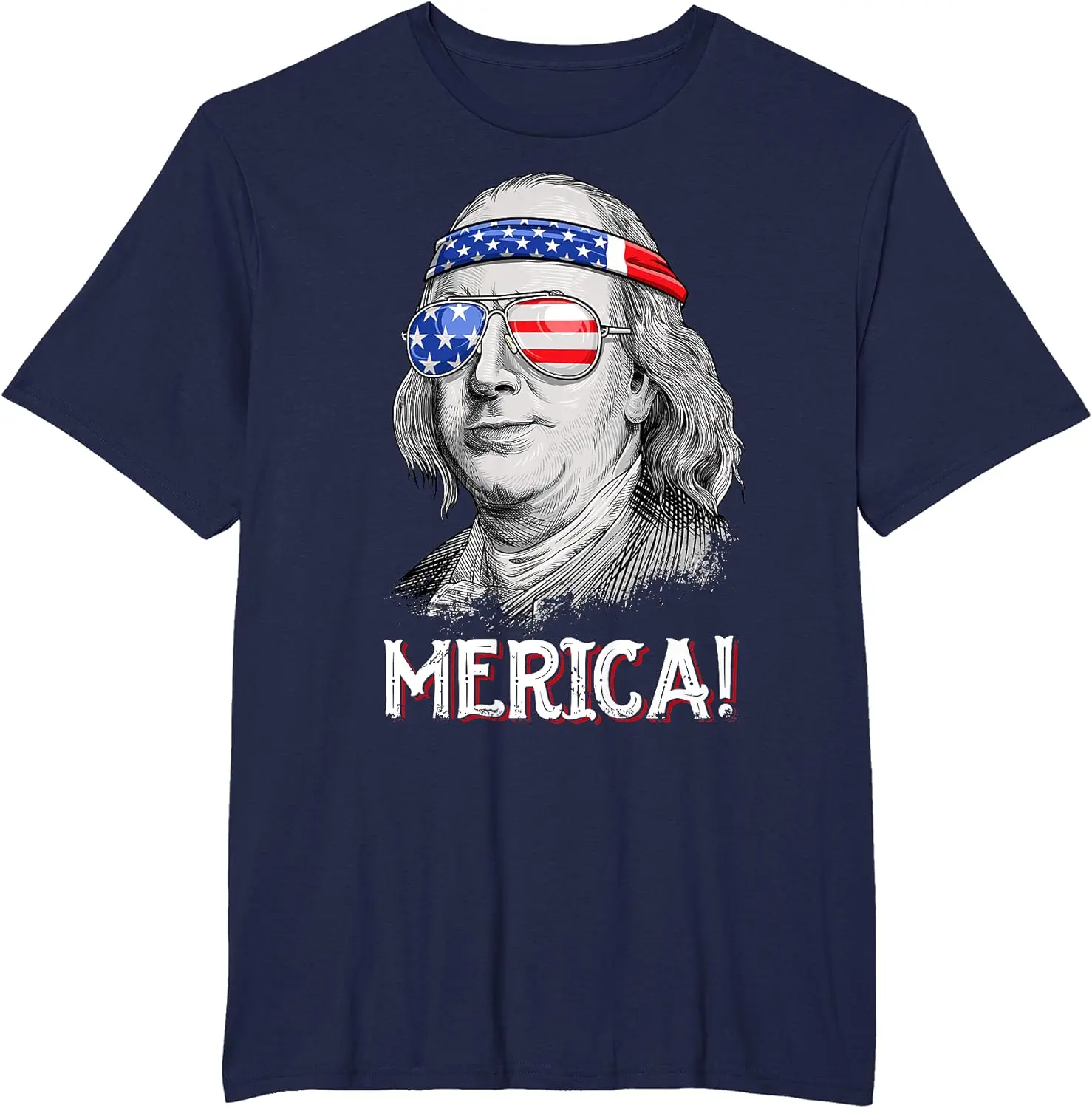 Benjamin Franklin 4th Of July Merica Men Boys American Flag T-Shirt