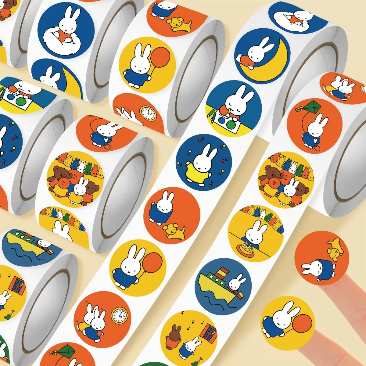 500Pcs Kawaii Miffy Sticker Seal Sticker Cartoon Rabbit Roll Sticker Cartoon Ins-style Planner Decoration Gift view 2