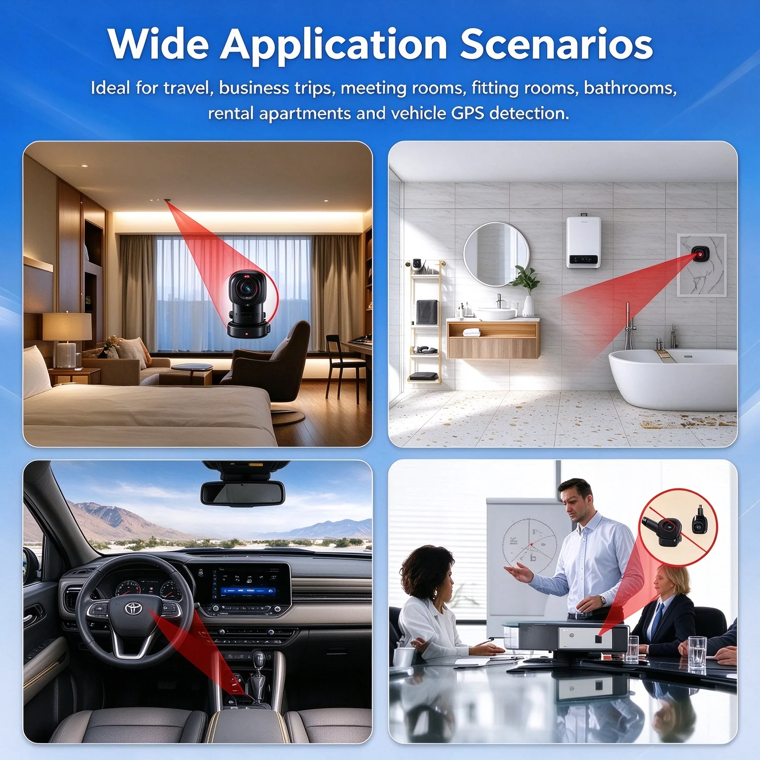 Privacy Security Detector, Hidden Camera Finder, GPS RF Signal Detector with Infrared Scan, 6 Adjustable Sensitivity Levels