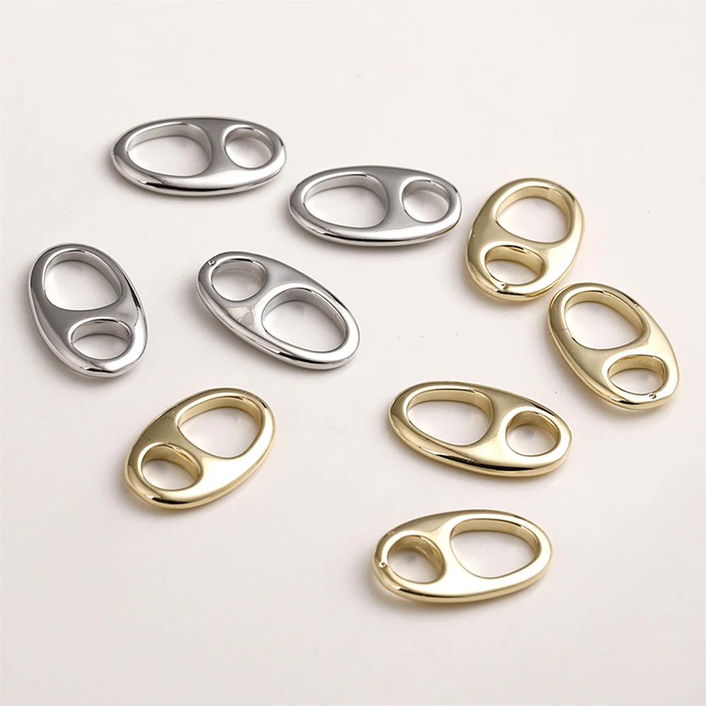 6 Pieces Copper Plating with 14k Gold Elliptical Double Circle Connecting Ring DIY Jewelry Making Necklace Bracelet Accessories