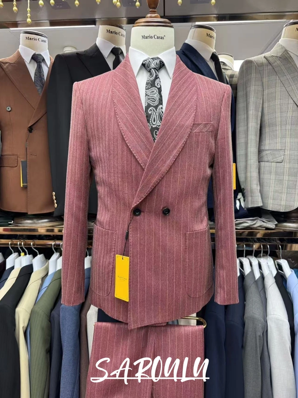 

Striped 2-pieces Men's Suit Set, Gorgeous Double Breasted Tuxedo, On Duty, Office Business Outfit, Elegant 3 Colors Groom Wear