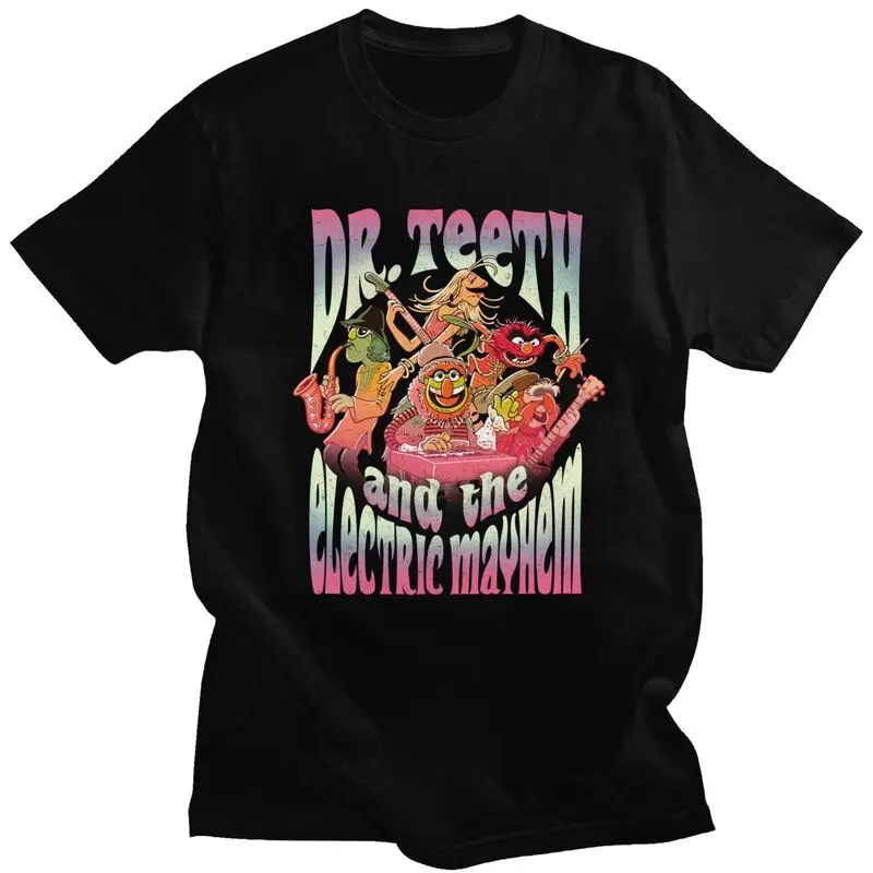 Muppets Dr. Teeth And The Electric Mayhem T Shirt Men Pre-shrunk Cotton Tshirt Stylish Tee Short Sleeves Anime Cartoon T-shirt