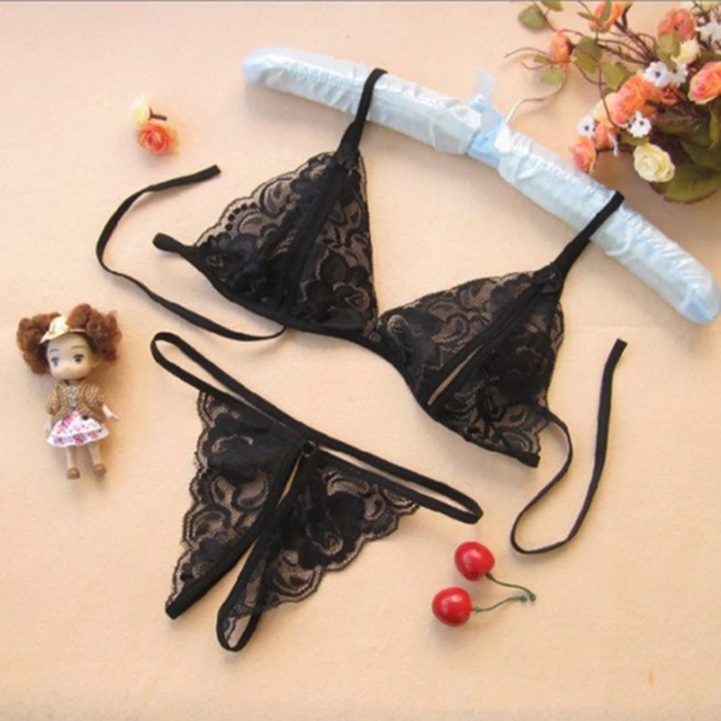 Women Lace Bra Set Sexy Lingerie Set Strappy Wire Free Underwear Bralette Suit