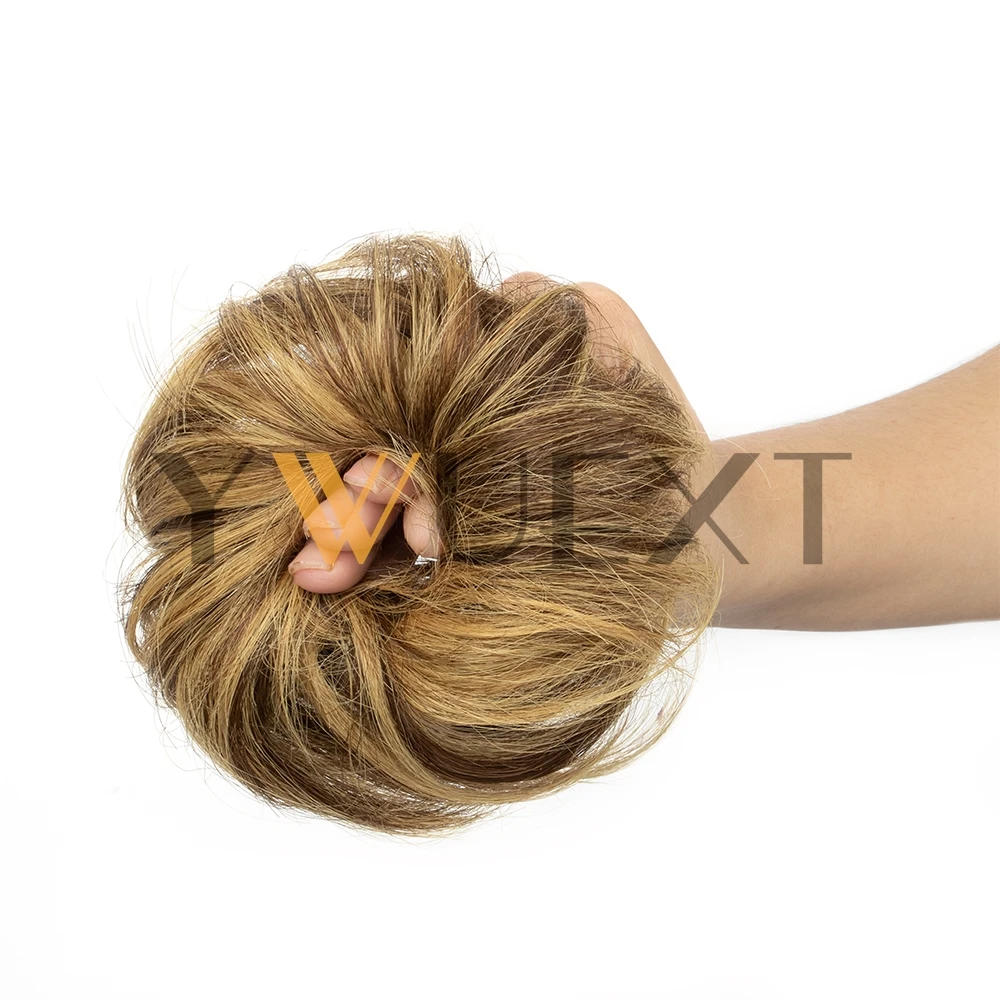 كعكة الشعر البشري ذيل حصان هيربيسي خصلات شعر برازيلية كعكة Scrunchies Updos دونات Chignon وصلات شعر بشري للنساء
