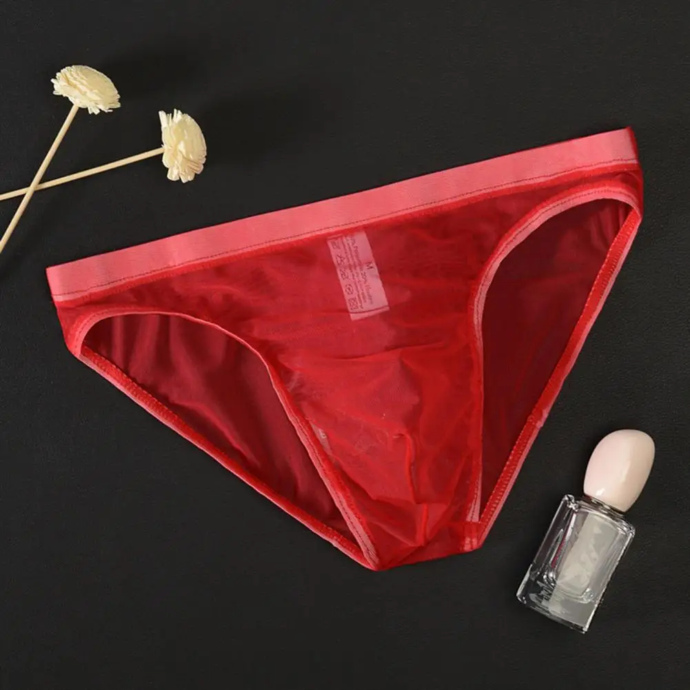 2025 L-3XL Men Seamless Ice Silk Briefs Low-rise Ultra-Thin See-through Panties Solid Quick Drying Breathable Men Underwear