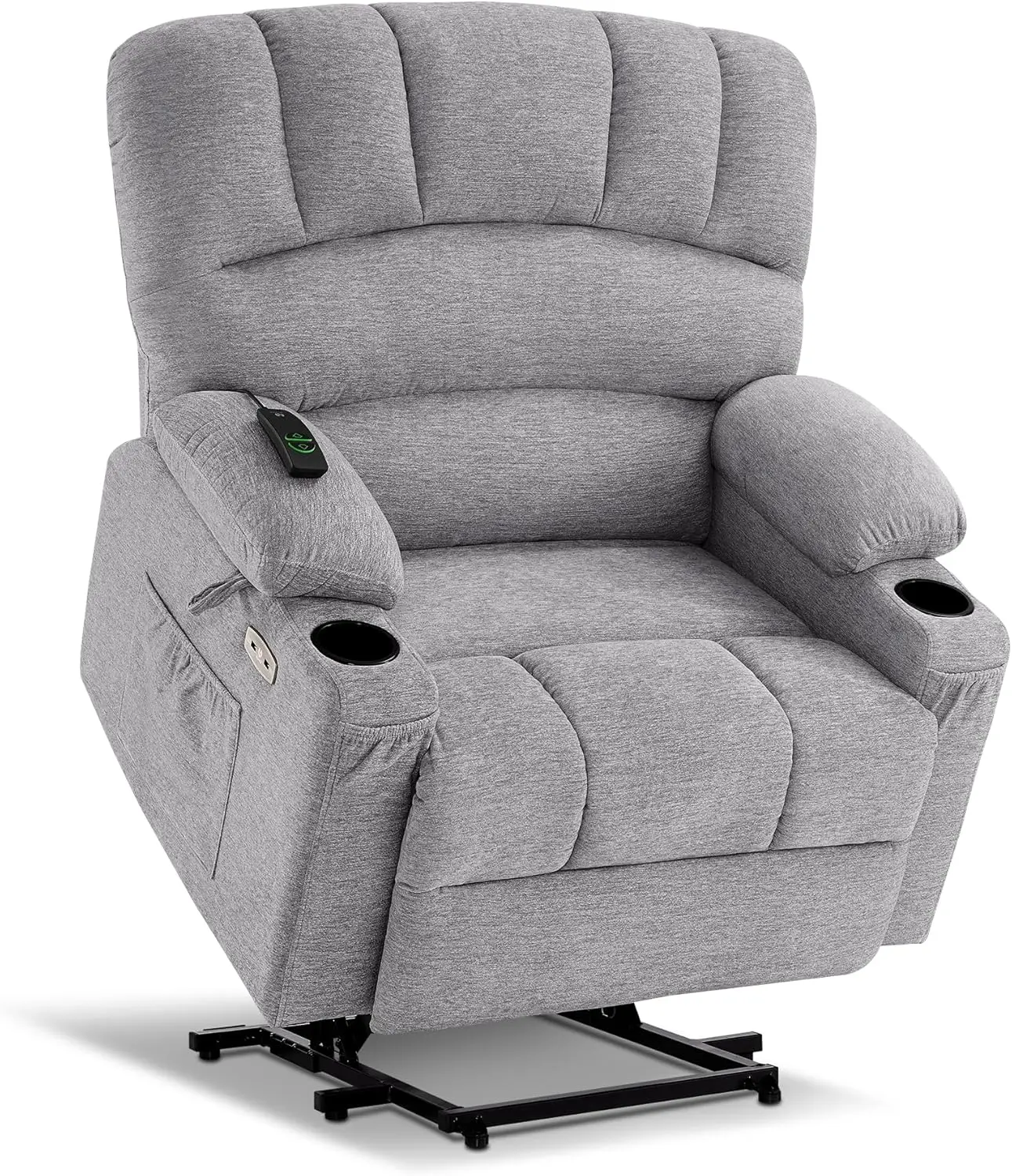 Ower Lift Recliner Chair Sofa with Massage and Heat for Big Elderly People Cup Holders Edium-Wide Grey