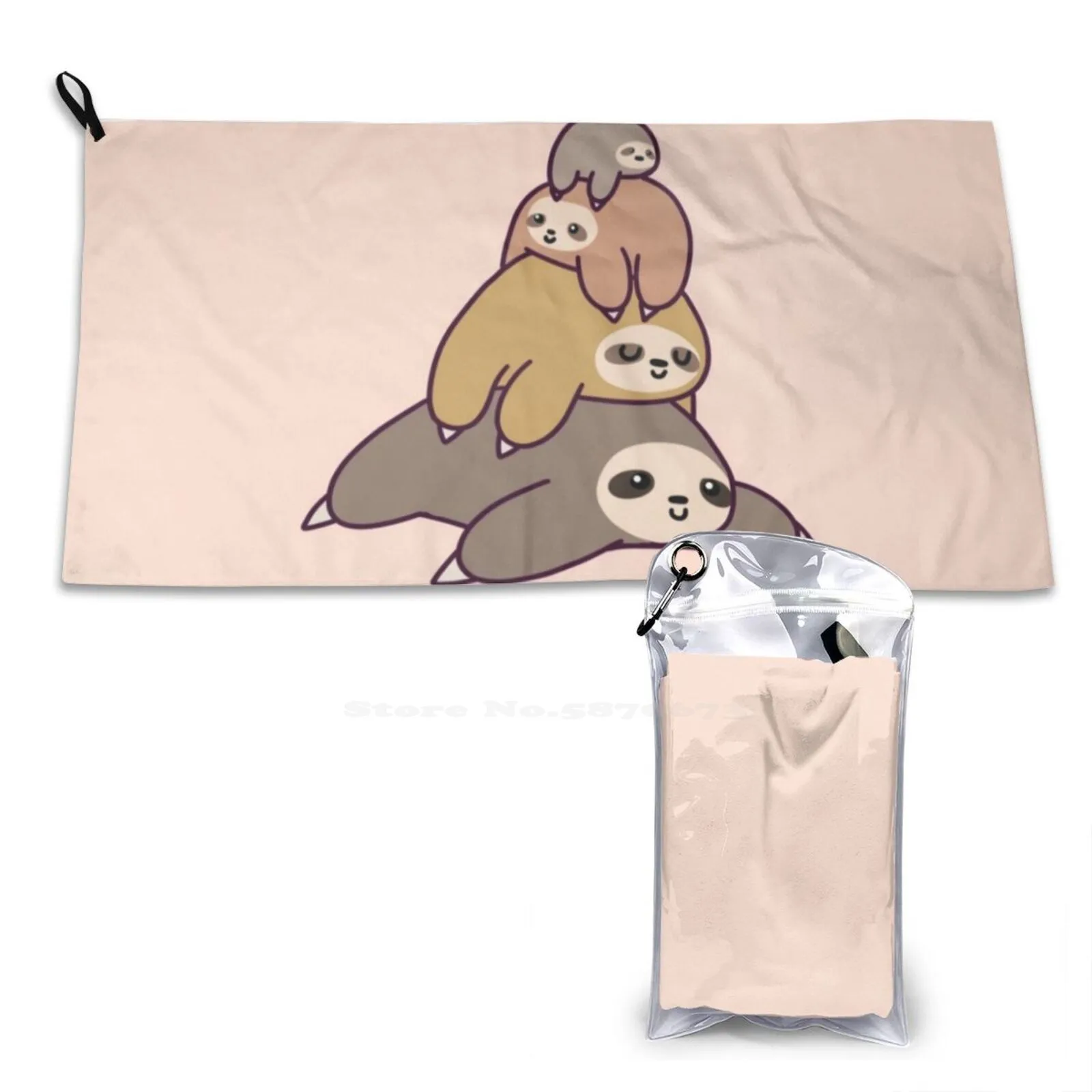 Sloth Stack Quick Dry Beach Towel Microfiber Bath Towels Animals Sloth Stack Stack Of Sloths Sloth Pile Pile Of Sloths Cutesy