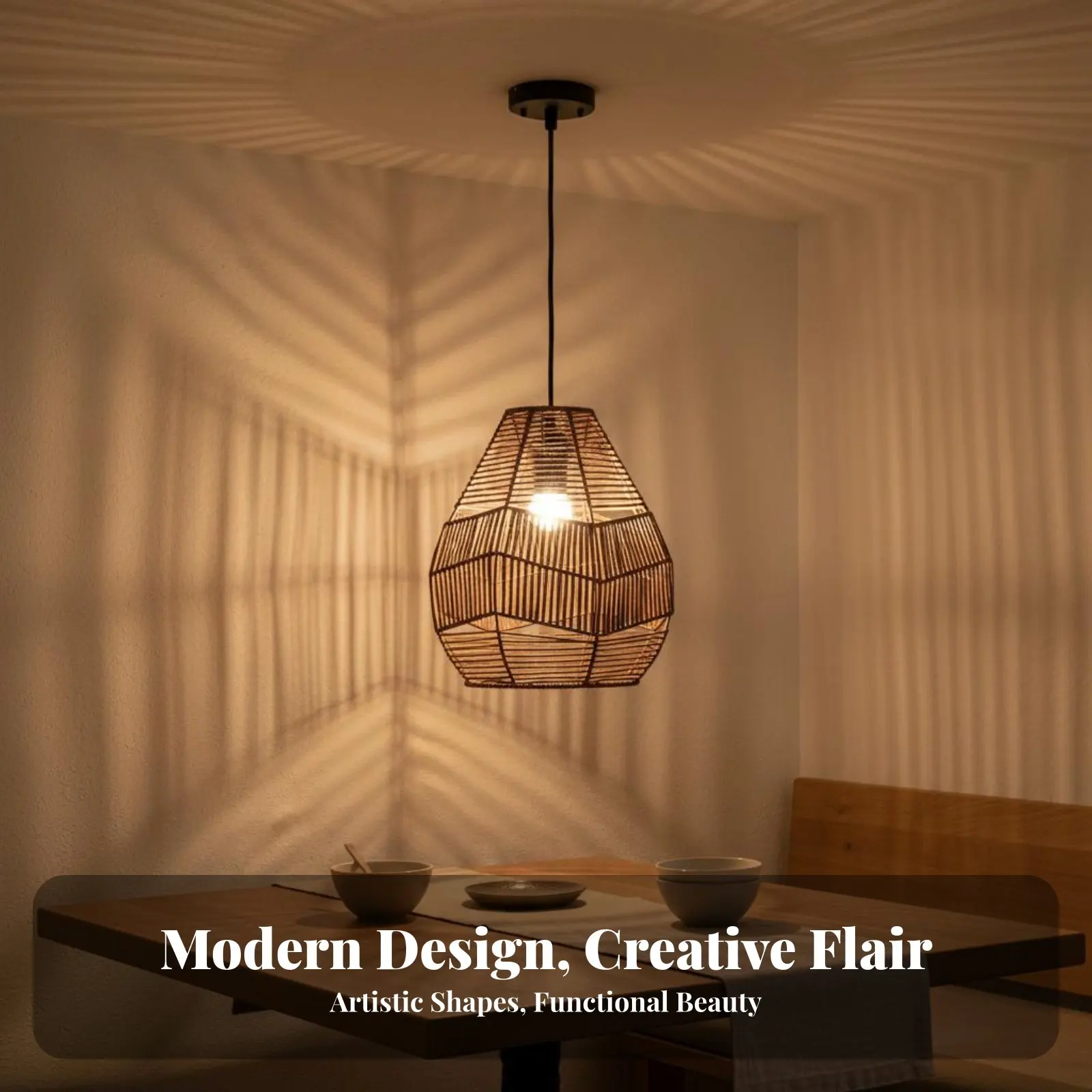 

Плетеный абажур из ротанга ручной работы, подвесной, в деревенском стиле, из натурального эстетичного бумажного шпагата, для столовой