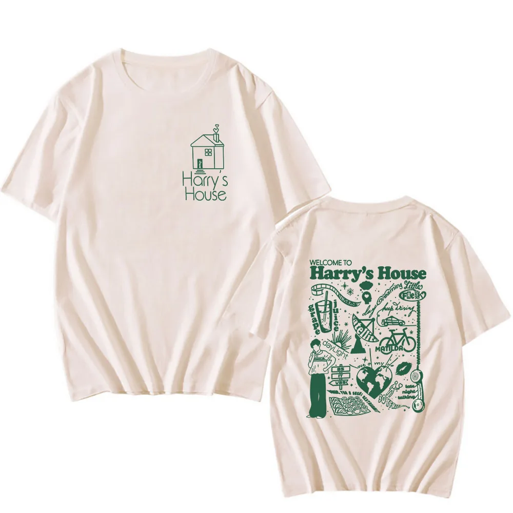 Harrys House Love on Tour Tshirt 100% Cotton Shirts Lovely Cartoon Print T-shirt Retro Men\'s Clothes Summer Oversized T Shirt