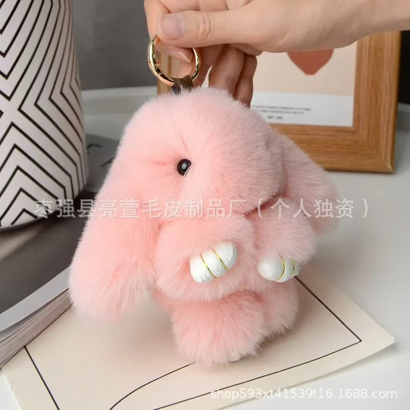New Style 15cm Women's Rabbit Fur Keychain Bag Car Pendant Jewelry Decoration Fashionable Accessory for Bags and Gifts