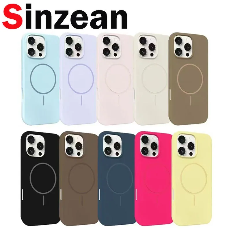 50pcs New Candy Color Liquid Magsafe Case For IPHONE 11 12 13 14 15 16 Pro Max Plus Magnetic Silicone Case Protector in OPP Bag