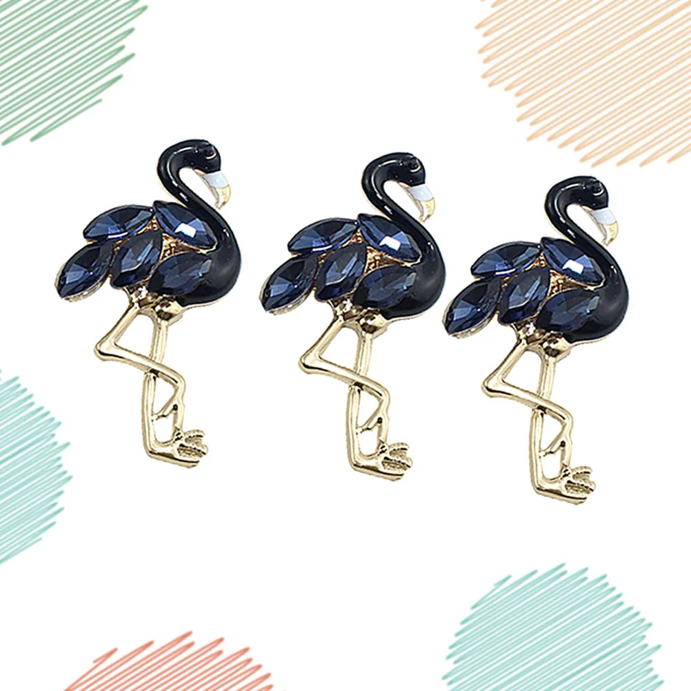 เครื่องประดับรูปหงส์ดำประดับเพชรเทียม 3 ชิ้น อุปกรณ์ตกแต่งโทรศัพท์ อุปกรณ์เสริมความงาม DIY อุปกรณ์ทำเครื่องประดับทำมือจากโลหะผสม รูปหงส์ดำ