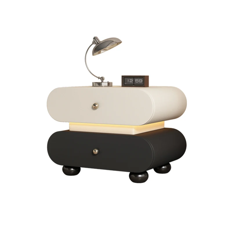 

Индивидуальная прикроватная тумбочка из цельного дерева, не требующая установки, кремовый стиль, минималистичный боковой шкаф для спальни со знаменитостями в Интернете