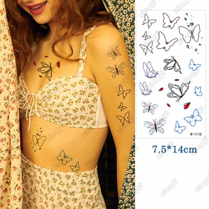 Waterproof Temporary Tattoo Sticker Cartoon Color Mini Butterfly Cute Ins Cross Flash Tatoo Fake Tatto for Child Kids Women Men