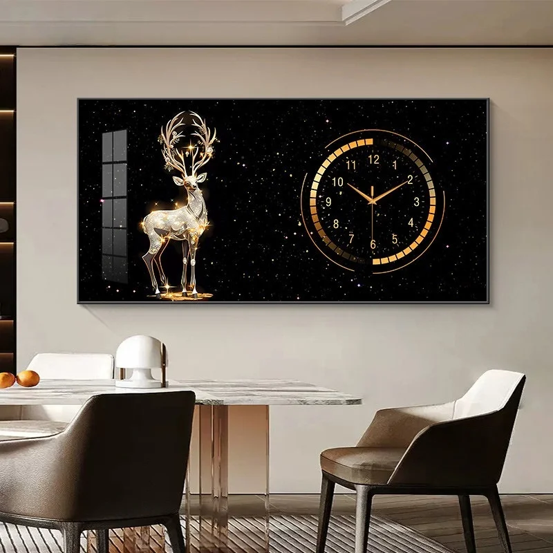 #Nordic Luxury Wall Clock Living Room Household Fashion Restaurant Decorative Painting Creative Wall Hanging Silent Clock