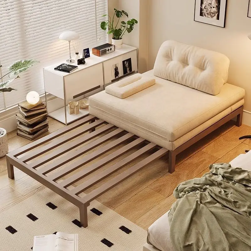 Solid Wood Sofa Bed Single Multi-function Retractable Sofa Pull